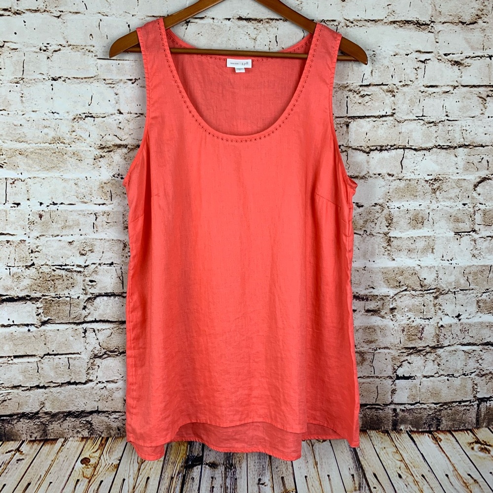 j jill love linen coral sleeveless top NWOT